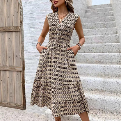 Robe midi pour femmes avec détails de boutons et ceinture élastique Chic und Stil