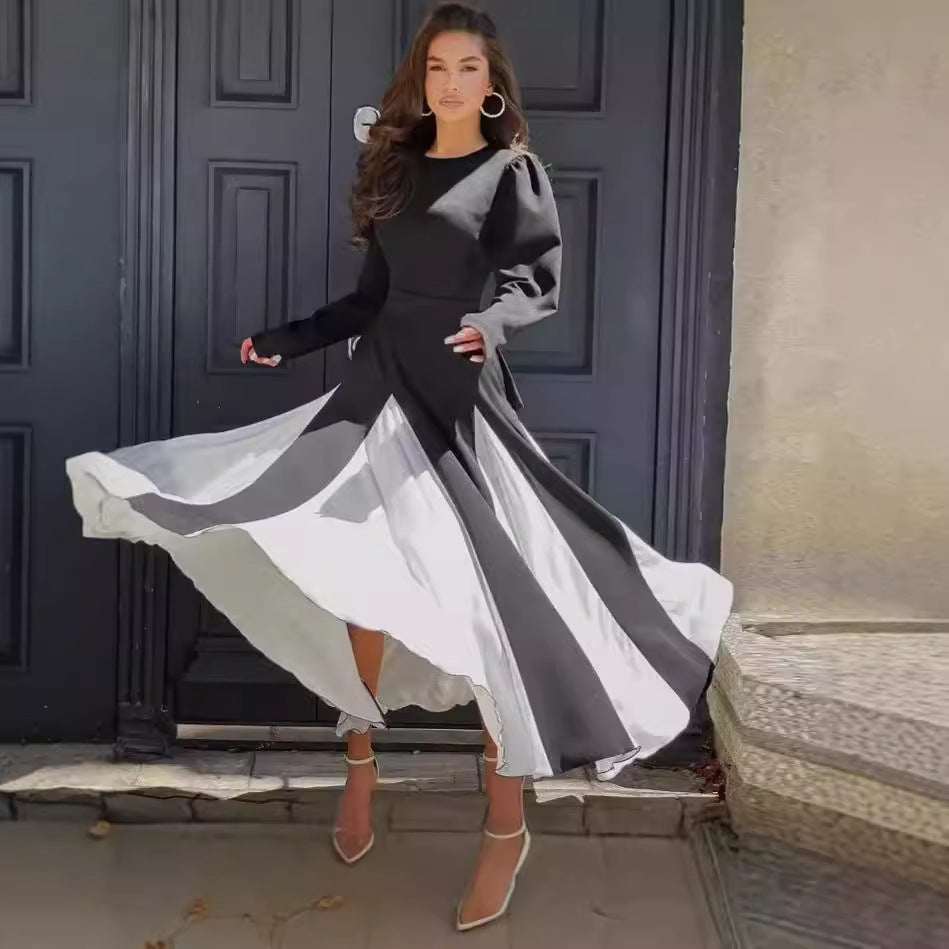 Robes longues élégantes pour femmes à manches bouffantes et à ourlet fluide Chic und Stil