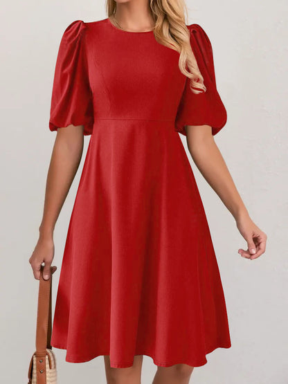 Dames Élégant Robe À-Ligne Manches Bouffantes Chic und Stil
