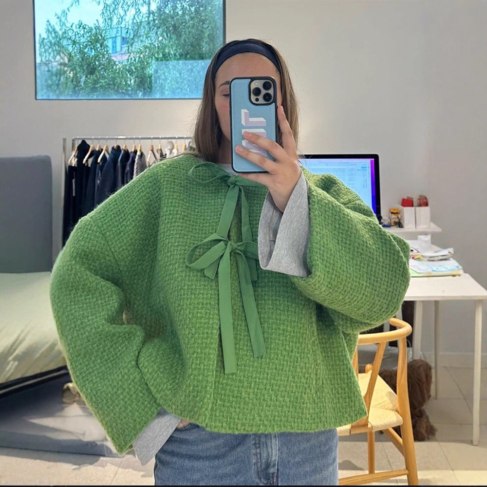 Dames cardigan oversized avec détail de lien décoratif Chic und Stil