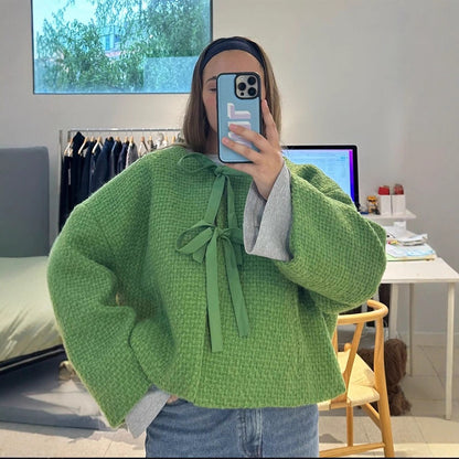 Dames cardigan oversized avec détail de lien décoratif Chic und Stil