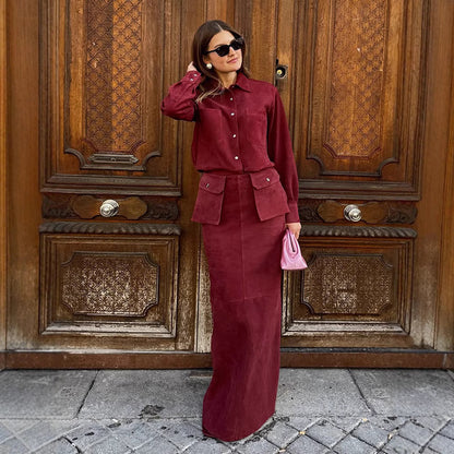 Dames Ensemble Élégant en Velours Chic und Stil