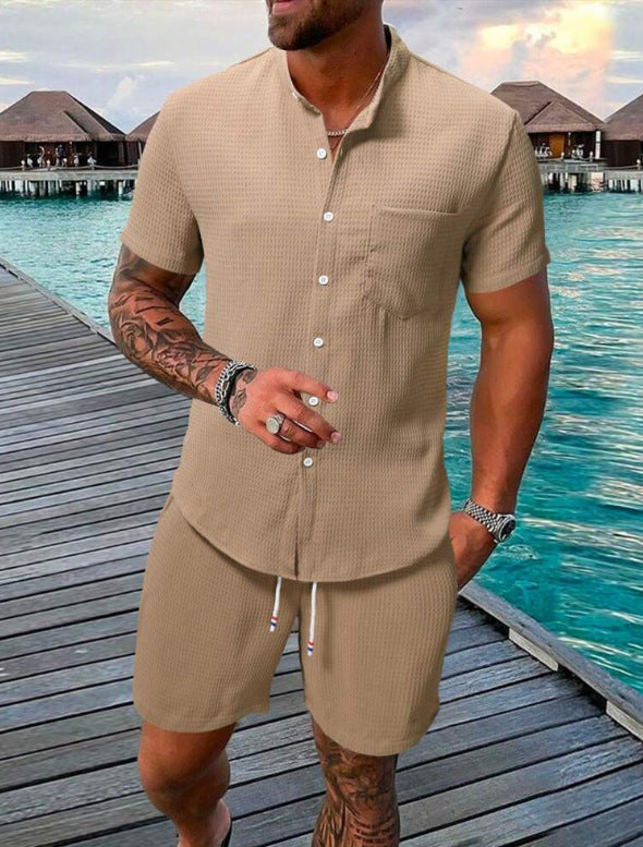 Chemises décontractées à manches courtes pour hommes avec shorts assortis Chic und Stil