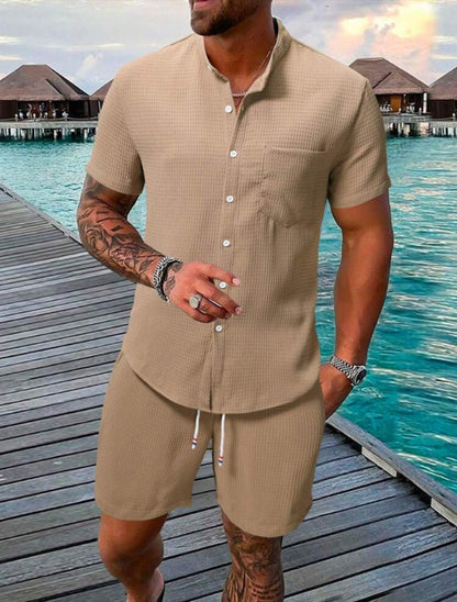 Chemises décontractées à manches courtes pour hommes avec shorts assortis Chic und Stil