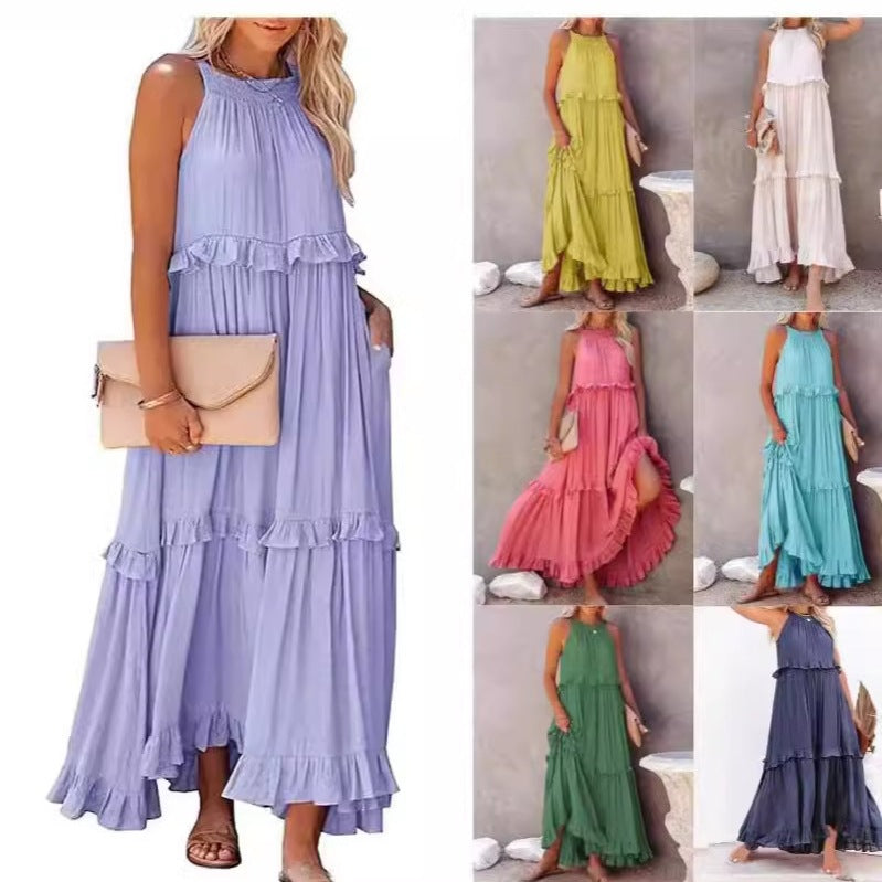 Robe maxi femme avec détails volantés et silhouette aérienne Chic und Stil