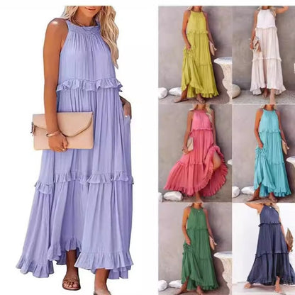 Robe maxi femme avec détails volantés et silhouette aérienne Chic und Stil
