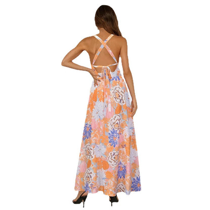 Femmes Robe Maxi Dos Nu à Imprimé Floral Chic und Stil