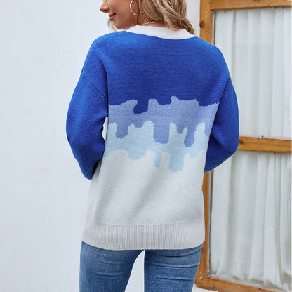 Pull moderne pour femmes avec un dégradé de couleurs créatif et encolure ronde Chic und Stil