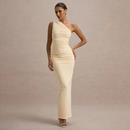 Robe maxi à épaule unique froncée Chic und Stil