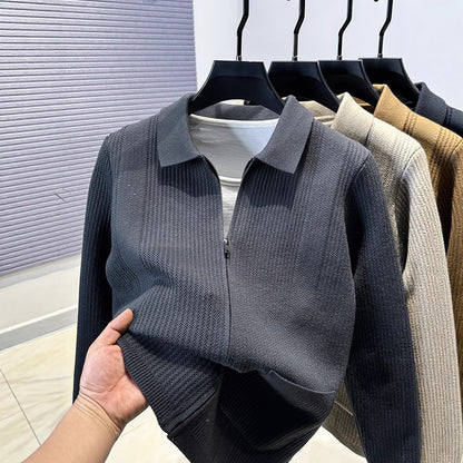 Pull femme avec fermeture éclair texturée et col classique Chic und Stil