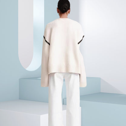 Femme pull en tricot classique avec des manches raglan tendance et une coupe large Chic und Stil