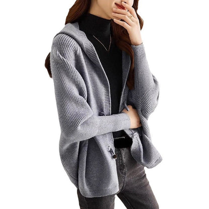 Dames pull en laine douillet avec capuche et coupe légèrement oversize Chic und Stil