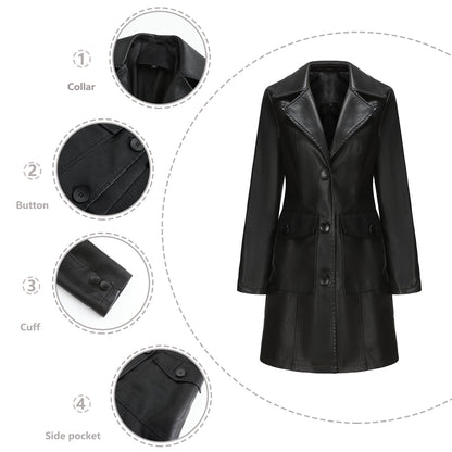 Blazer en faux cuir tendance pour femmes avec poches pratiques Chic und Stil