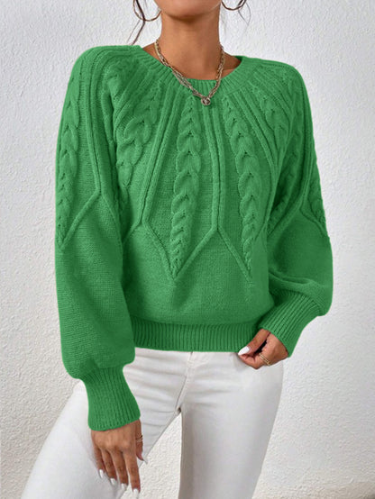 Pull en tricot pour femmes avec motif en torsades et manches larges Chic und Stil