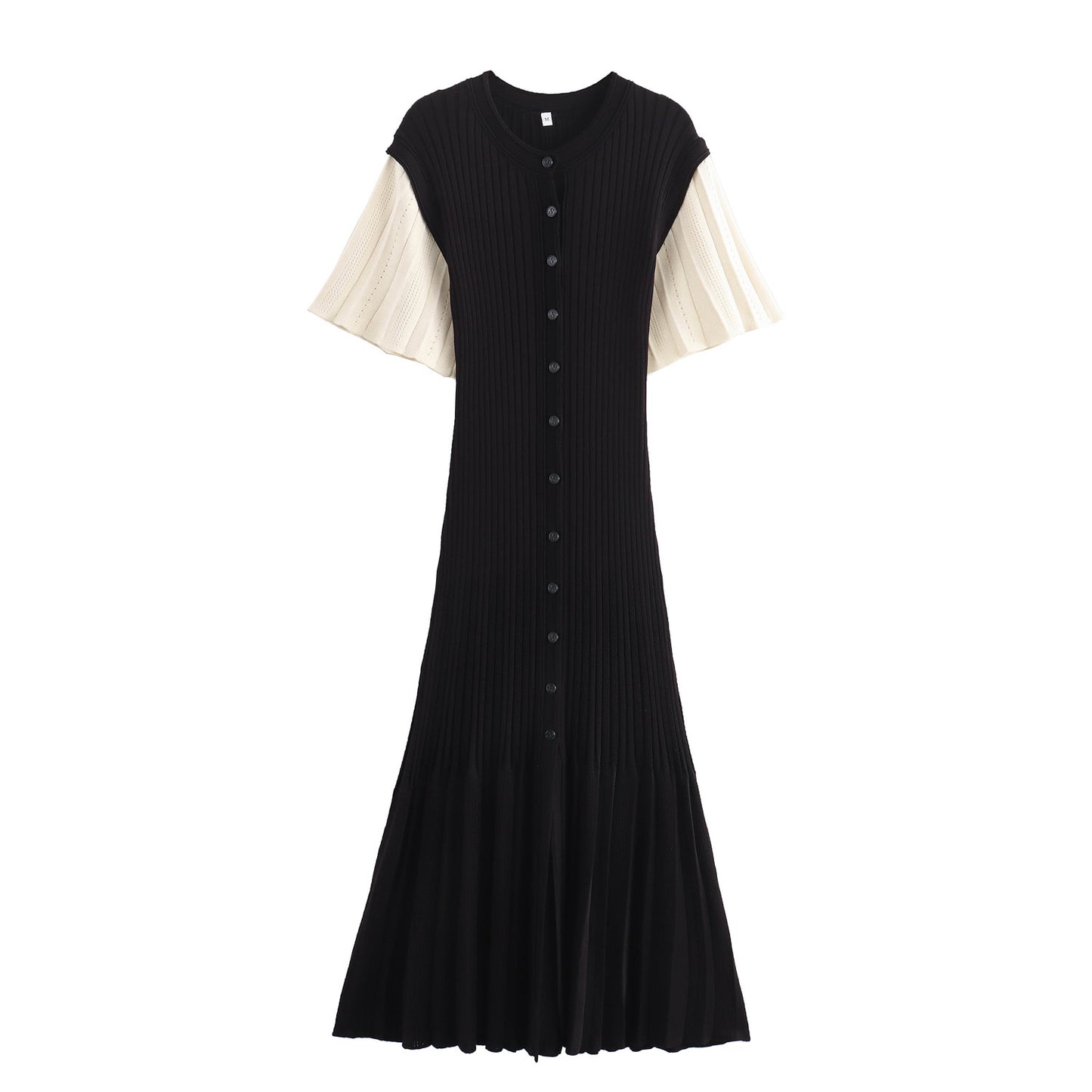 Robe midi femme avec un élégant ourlet à volants et un fin détail de boutons Chic und Stil