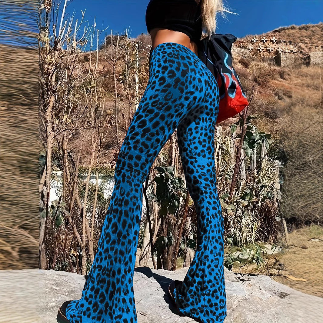 Chic and Style leopard print casual flared pants
