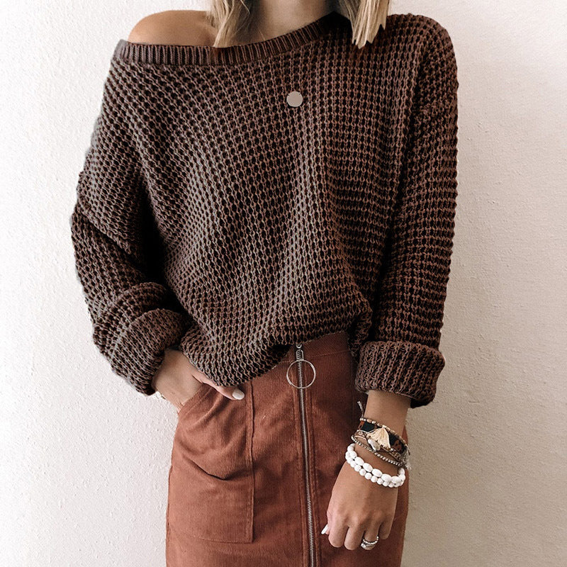 Femmes pull en tricot ample avec structure en spirale et large décolleté Chic und Stil