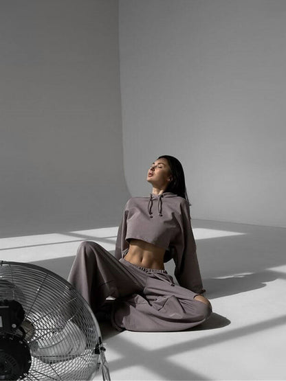 Dames cropped Hoodie avec manches larges Chic und Stil