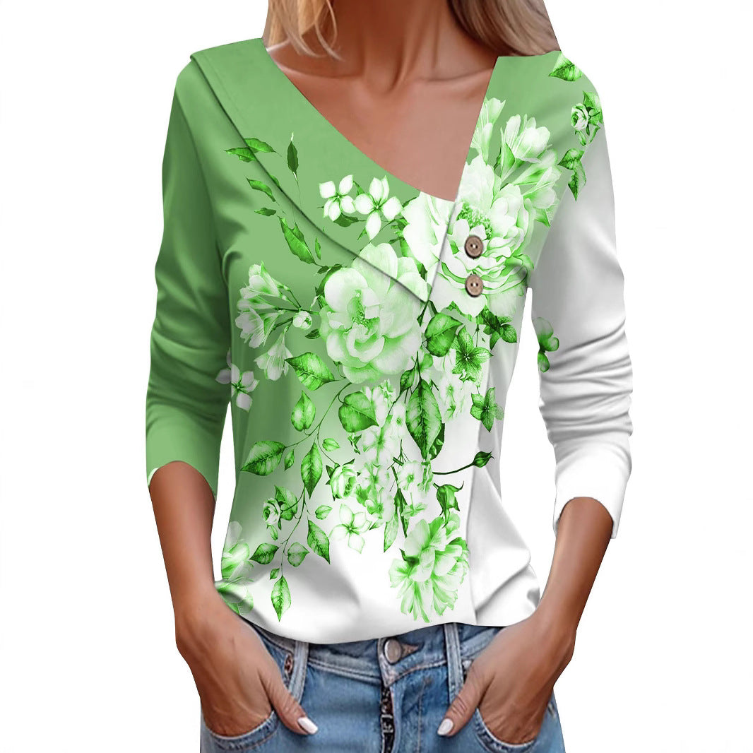 Chemisier dames avec application florale et détails de boutons modernes Chic und Stil