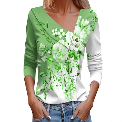 Chemisier dames avec application florale et détails de boutons modernes Chic und Stil