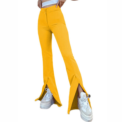 Flared pants for women with side slits and high waist Chic and Style
