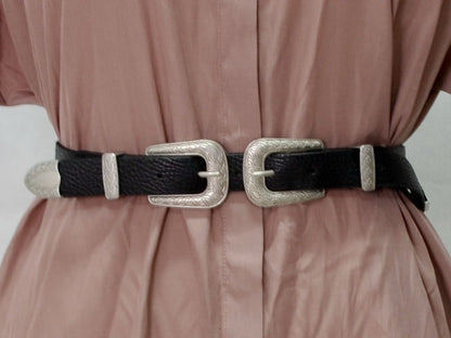 Ceinture à double boucle et design texturé pour femme Chic und Stil