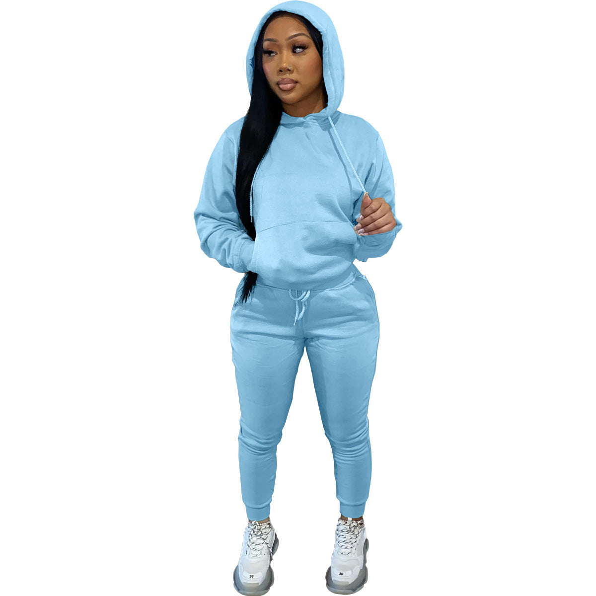Dames Ensemble de jogging sportif avec capuche et taille élastique Chic und Stil