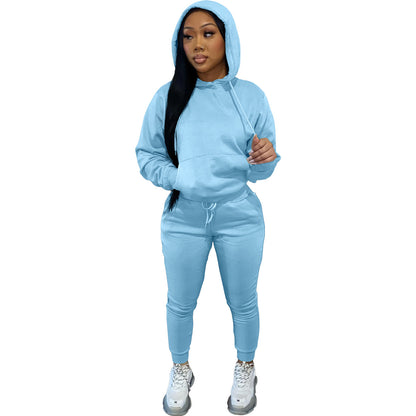 Dames Ensemble de jogging sportif avec capuche et taille élastique Chic und Stil