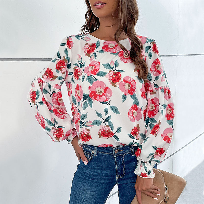 Chemisier femme avec des motifs floraux et des manches volumineuses Chic und Stil