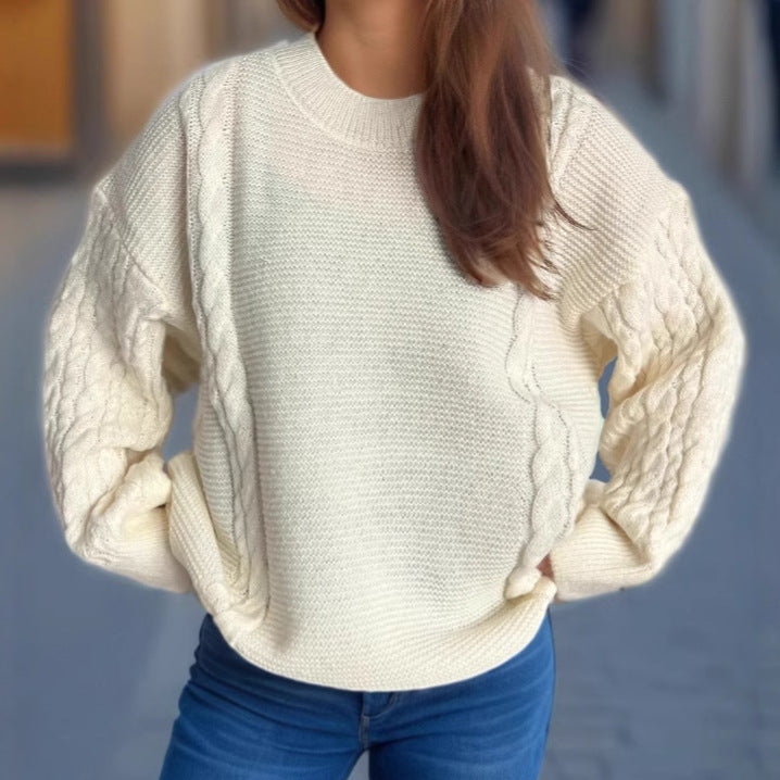 Pull en tricot grossier pour femmes avec motif torsadé élégant et coupe décontractée Chic und Stil