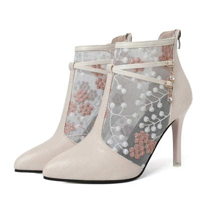 Bottes de cheville élégantes pour femmes avec un design transparent floral et un détail à la mode Chic und Stil