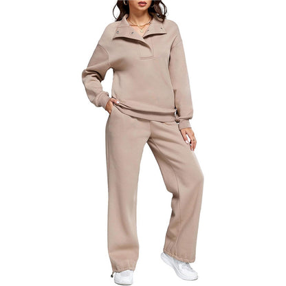 Women Comfortable Loungewear Set with High Neck and Wide Leg Pants Chic and Style
