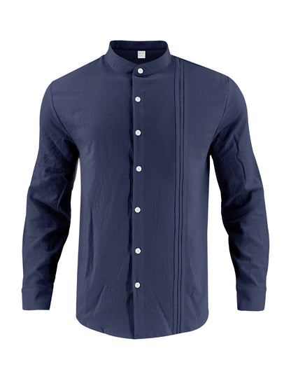 Chemise à manches longues tendance pour hommes avec surface texturée et col montant innovant Chic und Stil