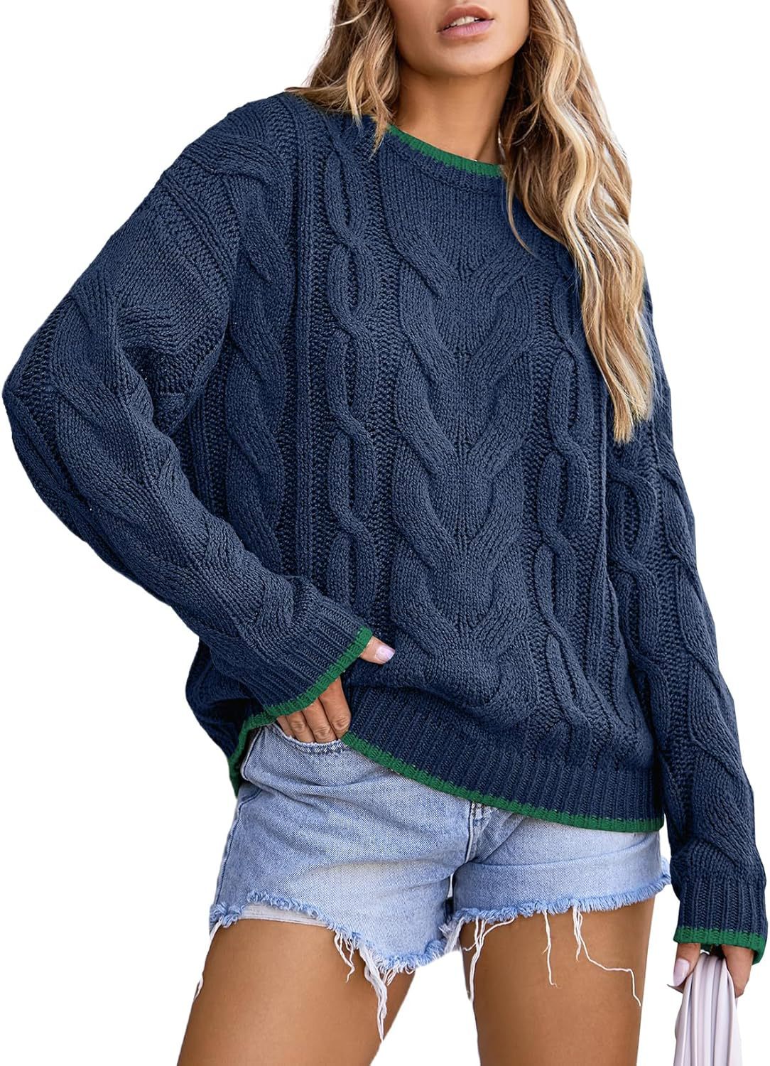 Pull en tricot pour femmes avec un motif de tresse épais Chic und Stil