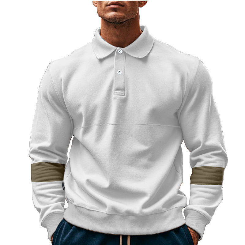 Elegant man long sleeve polo with contrasting sleeve details Chic and Style