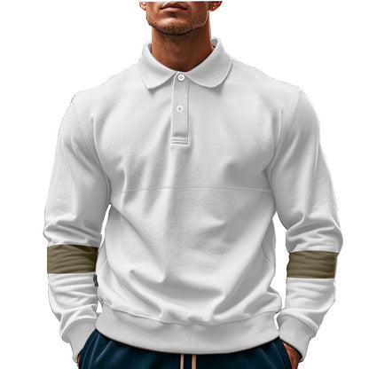 Elegant man long sleeve polo with contrasting sleeve details Chic and Style