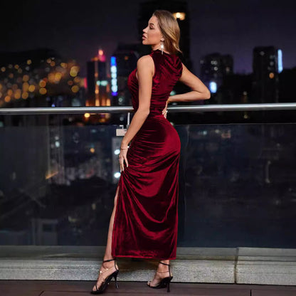 Robe maxi élégante pour dames avec un design ajusté et de raffinés détails en volants Chic und Stil