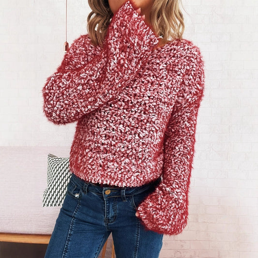 Dames pull en tricot douillet avec un design pelucheux frappant et une coupe ample Chic und Stil