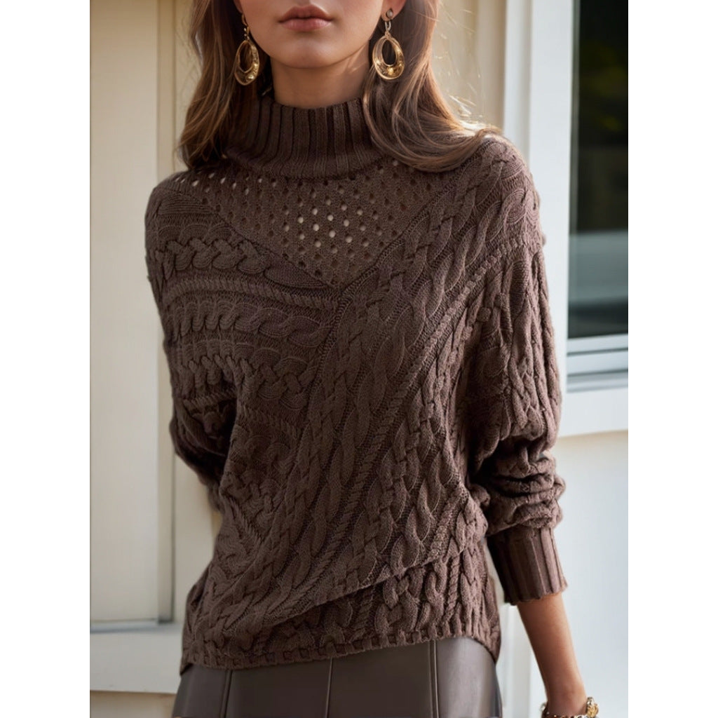 Pull en tricot pour femmes avec col haut et motif en cable détaillé Chic und Stil