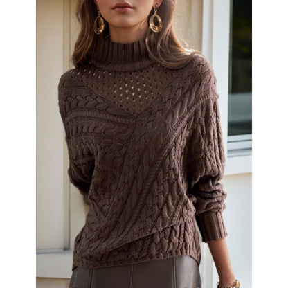 Pull en tricot pour femmes avec col haut et motif en cable détaillé Chic und Stil