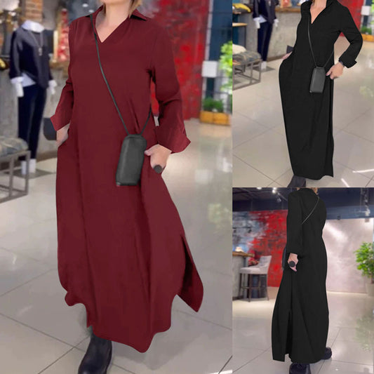 Robe maxi femme avec un praticable décolleté en V et poches Chic und Stil