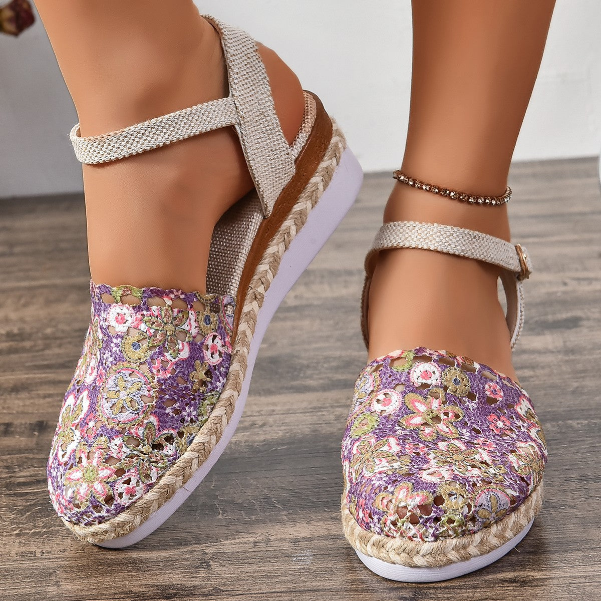 Dames espadrilles avec un design en crochet élégant et une semelle confortable Chic und Stil