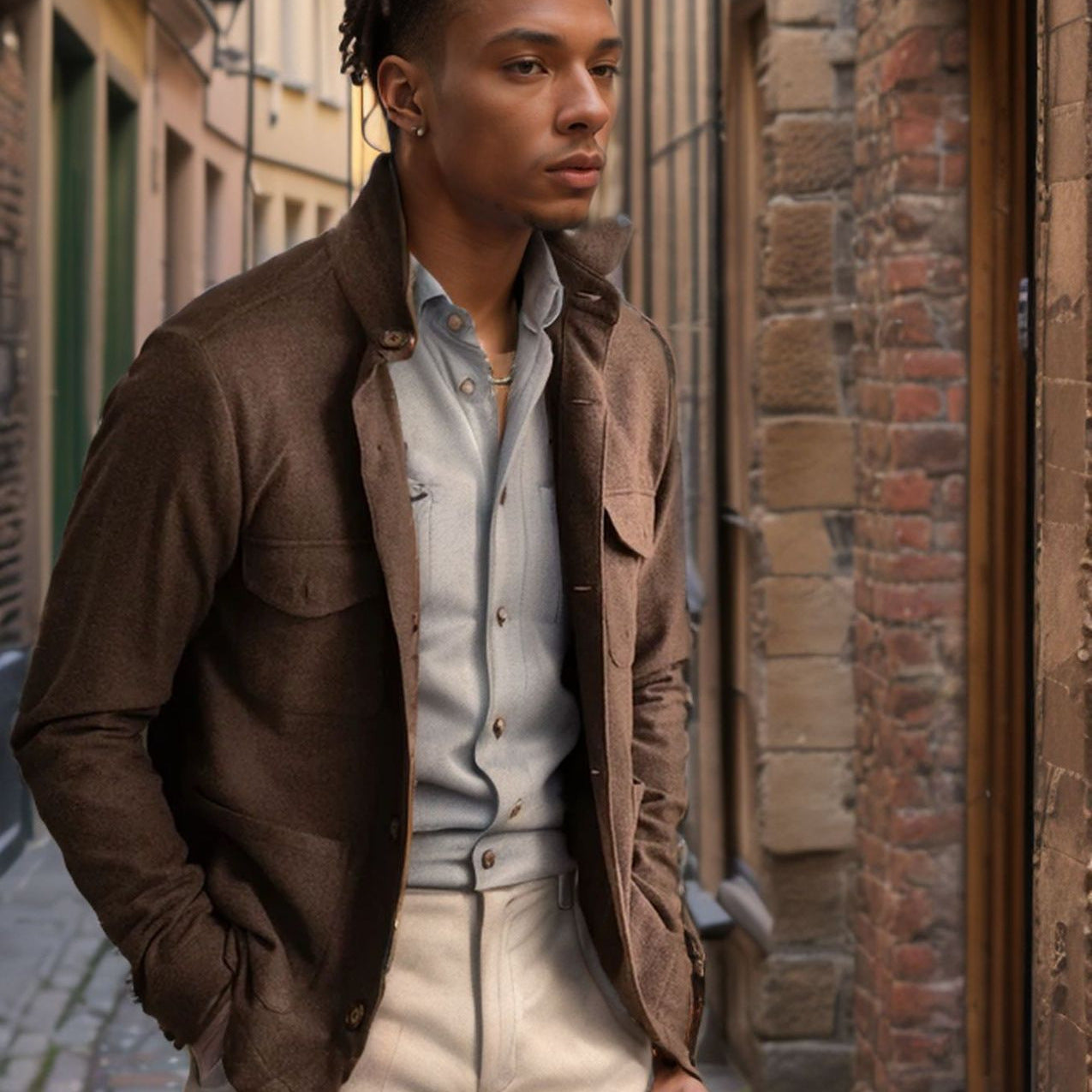 Functional jacket for men with a high collar and practical pockets Chic and Style