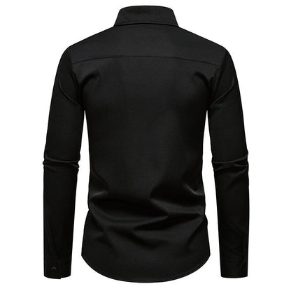 Chemise à manches longues pour hommes avec une élégante broderie florale et un col moderne Chic und Stil