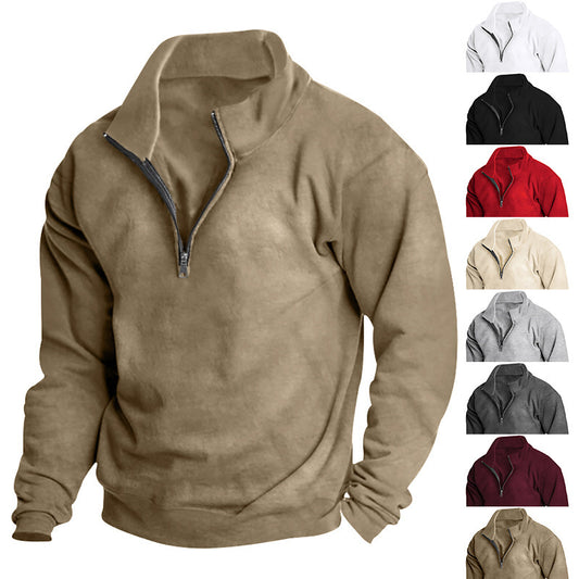 Stylish fleece pullover for men with high collar and zip Chic and Style