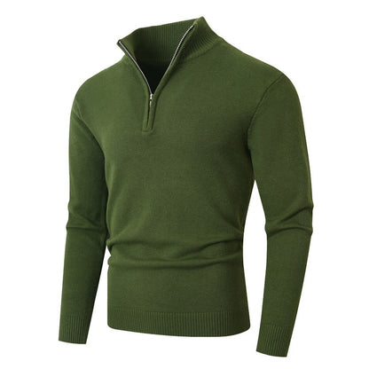 Knitted pullover for men with a modern high collar and a high-quality zipper Chic and Style
