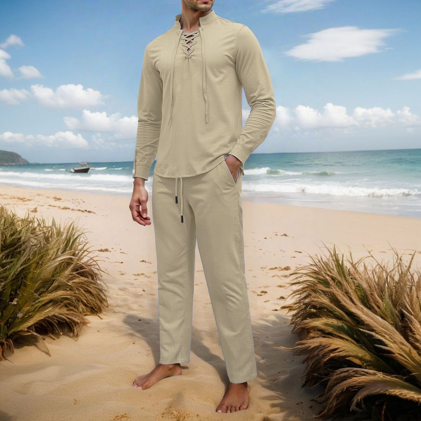 Men's Stylish Casual Set with Breathable Top and Comfortable Pants Chic and Style