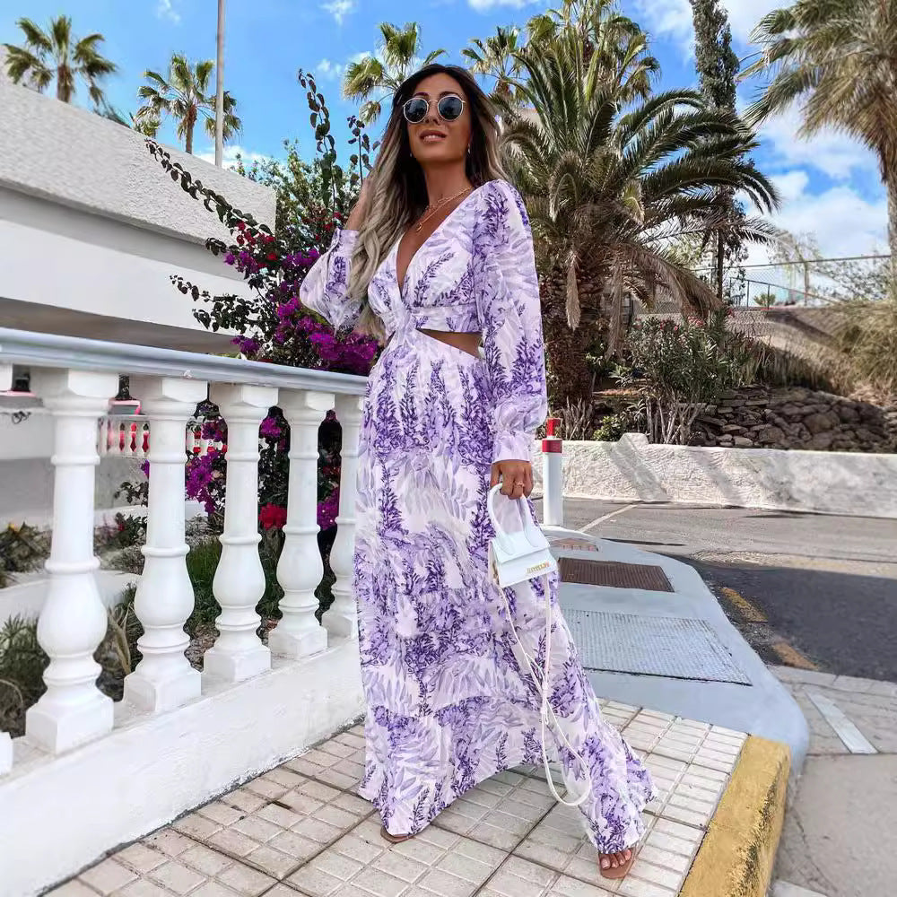 Maxi robe pour femmes avec des détails floraux et une coupe élégante Chic und Stil