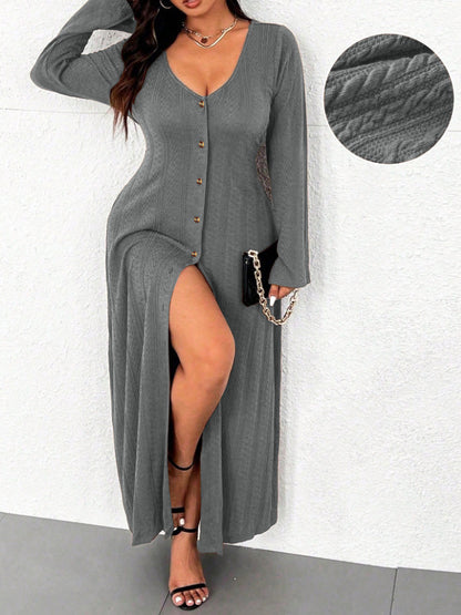 Robe maxi pour femmes avec boutonnière et fente élégante Chic und Stil