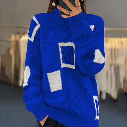 Pull féminin à la mode avec motif patchwork texturé Chic und Stil